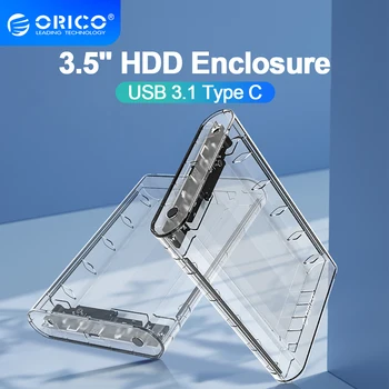 ORICO 3,5 Palcový SATA na USB 3.1 Typ C Transparentné HDD Prípade SSD Adaptér pre Jednotku Pevného Disku Box USB3.0 Externého úložiska HDD Enclosure Obrázok