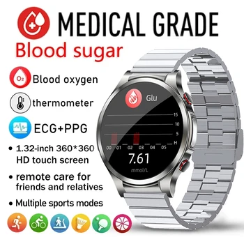 EKG+PPG Bezbolestné neinvazívne hladiny Glukózy v Krvi Smart Hodinky pánske Zdravý Krvný Tlak Cvičenie Smart Sledovať hladinu Glukózy v Krvi Meter Obrázok