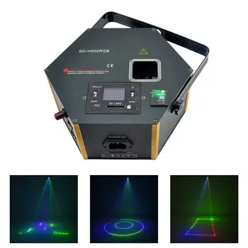 Prenosný SD Program Karty 0,5 W RGB Lúč Plné Farby Animácie Scan Efekt Projektor Laserové Svetlo DJ, Disco Party Show Fáze Osvetlenie Obrázok