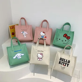 Sanrio Hello Kitty Cinnamoroll Nepremokavé Ručné Kozmetická Taška Dievčatá Roztomilý Kreslený Wash Bag Práce Ruke Nosiť Desiatu, Obed Box Vrece Obrázok