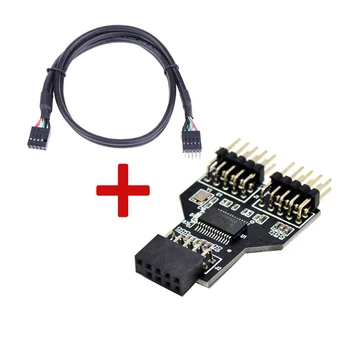Základná doska USB 9Pin Rozhranie Hlavičky Splitter 1-2 Predlžovací Kábel Adaptéra 9-Pin USB HUB USB 2.0 Konektory pre RGB Bluetooth Obrázok