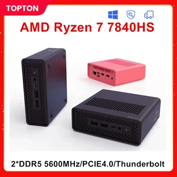 Topton Nové Mini PC Gamer AMD Ryzen 7 7840HS 2*DDR5 5600MHz PCIE4.0 USB4.0 Thunderbolt4 Windows 11 Prenosné MiniPC Počítač WiFi6 Obrázok