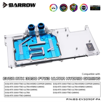 BARROW Plné Pokrytie Vodný Blok použiť na EVGA RTX3090/3080 FTW3 ULTRA HYDRO MEDI HERNÉ Chladenie GPU karta Radiátor ARGB Svetlo Obrázok