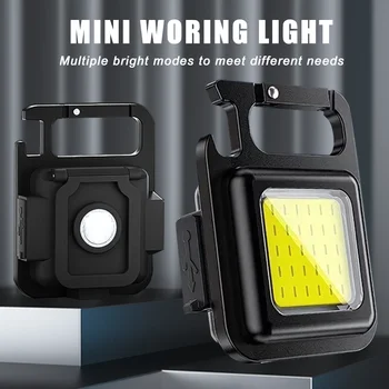 Multifunkčné Mini LED Baterka Keychain Pracovné Svetlo Prenosné Kempovanie Svietidlá USB Nabíjanie Práce Svetlá Rybárske Lanterna Obrázok