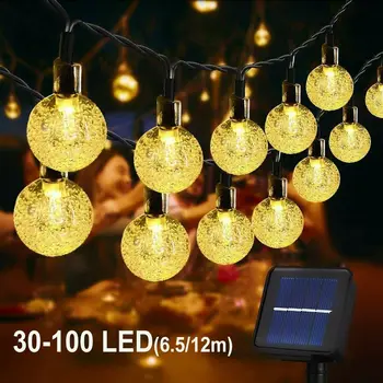 Solárne String Svetlá Vonkajšie 100 Led Crystal Svete Svietidlá IP65 Vodeodolný Vlkovcový Víla Svetlo Pre Záhradné Vianočné Party Decor Obrázok