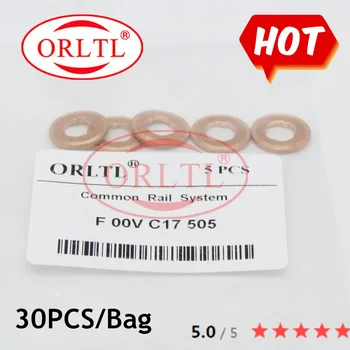 ORLTL F00VC17505 Veľkosť 7.1*15*2.5(mm) Hrúbka 2,5 mm, Medené Podložky Podložky pre BOSCH 30PCS Obrázok