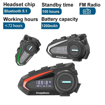 Motocyklové Prilby Bluetooth 5.1 Headset S Obrazovke Rádio FM, Vhodný pre Plná Polovica Prilba Nepremokavé Rider Slúchadlá, 3 Farby Obrázok