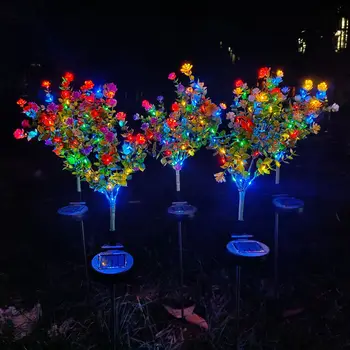 2 Model Outdoor LED Solárne Svetlo RGB Farba Eukalyptu Záhradný Kvet Dekoratívne Lampy Solárne Napájanie Orchidea Dvore Trávnik Svadobnú Cestu Obrázok