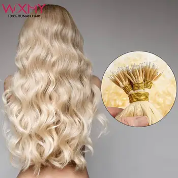 Vodné Vlny Fusion Ľudské Vlasy Rozšírenia Micro Ring Vlasy 0,8 g/1 g/oblasti činnosti 50pcs/set Blondína Nano Krúžok predlžovanie Vlasov Doprava Zadarmo Obrázok