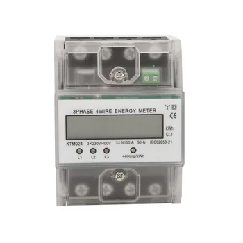 Elektromerom vodiacej Koľajnice Typ Elektrickej Energie Meter 3-Fázy 4-Vodič 230/400V 5-100A LCD IEC62052-11 Digitálne Železničnej Power Meter Obrázok