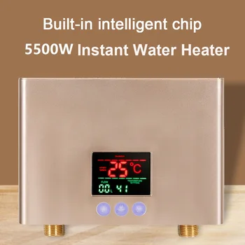 Kuchyňa Okamžité Ohrievač Vody 5500W Mini Tankless Elektrický Ohrievač Vody, montáž na Stenu s LED Displej Diaľkové Ovládanie pre Kúpeľňa Obrázok
