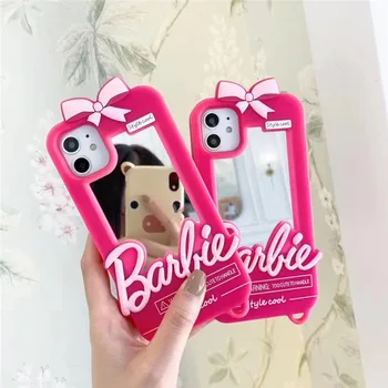 Barbies Telefón Prípade Vhodná pre IPhone Cartoon Nové Zrkadlo Roztomilý Trend Módne Silikónové Telefón Prípade Anti Drop Odolný Telefón Prípade Obrázok