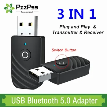 PzzPss USB Bluetooth 5.0 Adaptér 3 V 1 Audio Prijímač, Vysielač 3.5 Mm AUX Stereo Adaptér Pre TV, PC Počítač Auto Príslušenstvo Obrázok
