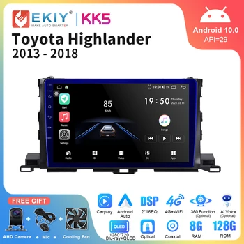 EKIY KK5 2 Din Android 10 autorádia Pre Toyota Highlander 2013 - 2018 Stereo Carplay Auto Multimediálne Video Prehrávač, Navigácia GPS Obrázok