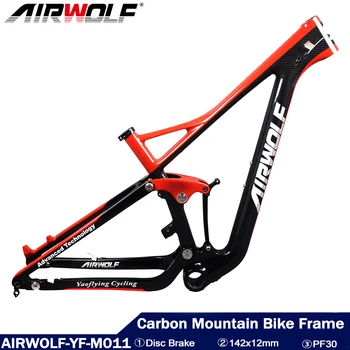 AIRWOLF Horských Tlmič Bicykel Rám Pevná Náprava 142*12mm PF30 Bicykel Rám Full Carbon Fibre 2 ročná Záruka Obrázok