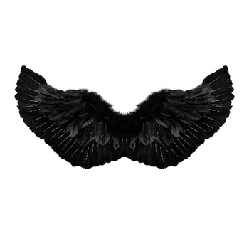 Dospelých Anjel Krídla Deluxe Perie Krídel s Elastické Popruhy Halloween Kostým Príslušenstvo pre Mužov, Ženy Obrázok