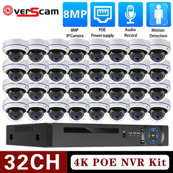 32 Kanálov 4K NVR Auta 8MP POE CCTV Kamera Security System Kit 32CH XMEYE APP POE IP Kamera kamerový Systém Nastaviť H. 265 Obrázok