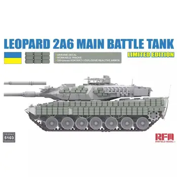RYEFIELD 5103 Mierke 1/35 Leopard 2A6 Hlavný Bojový Tank w/Ukrajina Odtlačkový & Kontakt1ERA & Funkčné Skladby Model Auta Obrázok