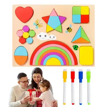 Tvar Triedič Hračka Tvar Zodpovedajúce Hračka Montessori Vzdelávacích KMEŇOVÝCH Hračky Pre Jemnej motoriky Rozvoj Zábavnej Puzzle Pre Dievčatá Chlapci Obrázok