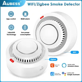 Tuya WiFi/Zigbee Detektor Dymu Alarm, Senzor pre Detekciu Požiaru Fire Alarm APLIKÁCIU Diaľkové Ovládanie Home Security Asistent Príslušenstvo Obrázok