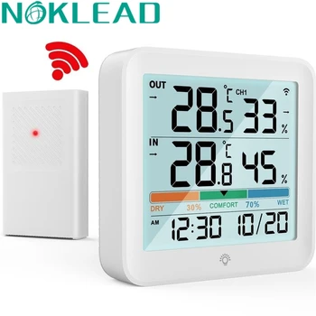 NOKLEAD Domov vnútornú Teplotu Vlhkosť Meter LCD Digitálny Teplomer Vlhkomer Vonkajšia Teplota A Vlhkosť, Senzor Office Obrázok
