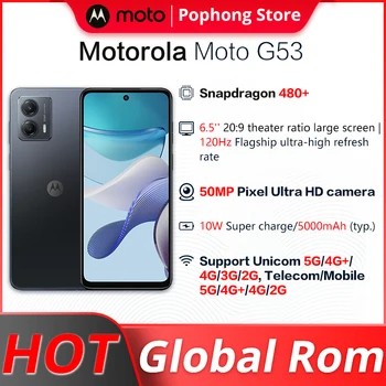 Globálne ROM Lenovo Motorola Moto G53 Snapdragon 480 Octa-Core 8GB RAM, 128 GB ROM 5000mAh Batérie 6.5