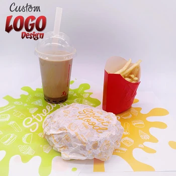 Prispôsobiť Logo pre potravinársky Voskovaný Papier PE Vosk Mazivo dôkaz papier potravinových obalov burger, baliaci papier, Obrázok