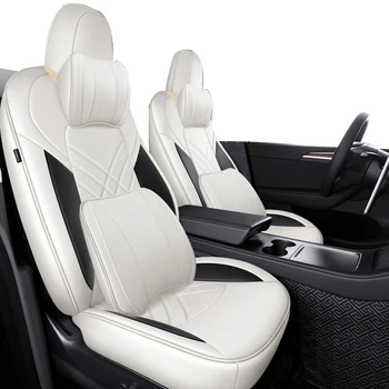 2021 Luxusné Auto Seat Kryt pre Model Y Auto Kožené Sedadlá Kryt na Mieru Auto Príslušenstvo pre Model 3 Obrázok