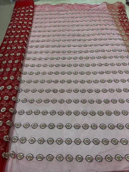 Africké Flitrami Čipky Textílie Vysoko Kvalitné Ručné Postupnosť Korálkové Čipky Textílie Francúzsky Nigérijský Čipky Tkaniny Na Svadobné Šaty Obrázok
