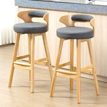 23 Bar stoličky z masívu Nordic moderný jednoduchý domov retro operadlo, mlieko, čaj obchod bar na recepcii svetlo luxus, vysoká stolička Obrázok
