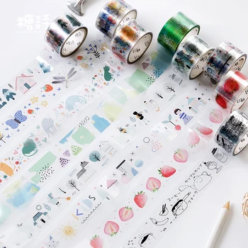 Nádherný Svet Série Dekoratívne Samolepiace Pásky PET Maskovanie Washi Pásky urob si sám Scrapbooking Nálepky, Štítok japonský kancelárske potreby Obrázok