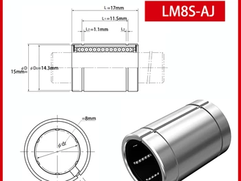 Originál Nové lineárne priechodky LM LM8S LM8S-AJ LM8SAJ lineárne ložiská Obrázok