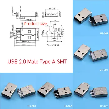 50 Ks Kvalitných USB 2.0 Konektor Typu Samec Konektor Konektor USB konektor, možnosť Soldering4PIN Umývadlo SMT 2Feet DIP Kábel Spájkovanie Obrázok