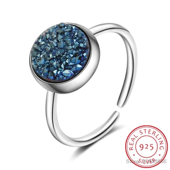 Kolo Kyanite 925 Sterling Silver Blue Crystal Fragment Sen Hviezda Planéty Prstene Pre Ženy Nastaviteľný Krúžok Obrázok