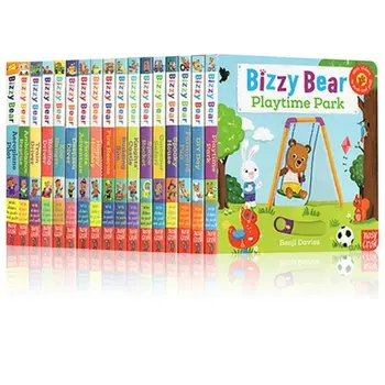 17 knihy/set Bizzy Medveď anglický rada knihy deti raného vzdelávania obrázok príbeh klapka rukoväť knihu 18*18 cm, pre 2-6 rokov deti Obrázok