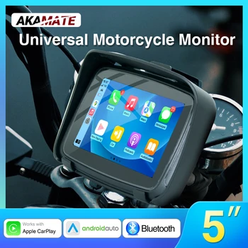 5inch Prenosné Motocykel Monitor IPS Dotykový Displej Bezdrôtový CarPlay Android Auto GPS Navigácia, Bluetooth, Podpora SD Karty Obrázok