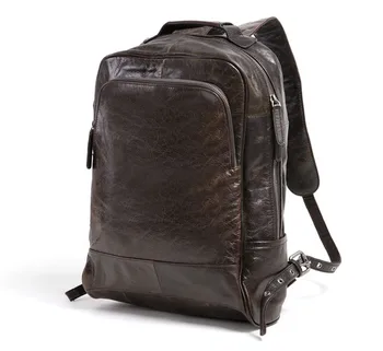 Móda vintage pravej kože mužov batoh business luxusné prírodné skutočné cowhide notebook batoh cestovné veľkú kapacitu bookbag Obrázok