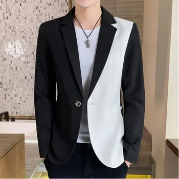 Malé Sako Mužov Voľného času kórejská Verzia Slim Pekný Spád Farba Holič Noc Vyhovovali Mužov Kabát Trend Komplety S-3XL Obrázok