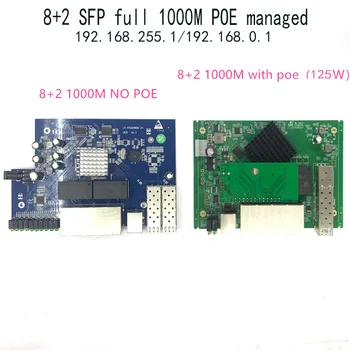 IP Riadenie 8-port 10/100/1000Mbps PoE Ethernet Switch Modul Riadený Prepínač Modul s 2 Gigabit SFP Sloty gigabit switch Obrázok