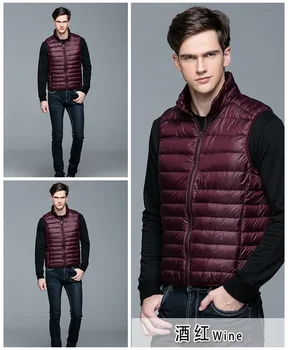 Jesenné a zimné nové bunda pánske populárne vesta, stojan golier mužov svetlo dole vesta vnútorný rukáv mens kabát Obrázok