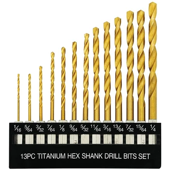 Titán Hex Drill Bit Nastavený 135 Stupeň Tip HSS Vplyv Drill Bit Nastavený Na Kov, Drevo Rýchle Zmeniť Dizajn Obrázok