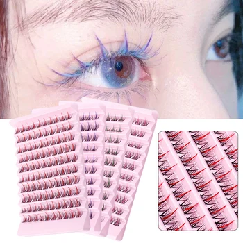 Segmentované Farebné Falošné Mihalnice Jednotlivých Prírodných Falošné Mihalnice DIY Vrúbľovanie Umelé Mihalnice Eye make-up Krása Obrázok