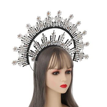 Barokový Halo Koruny Headpiece Ručné Gotický Punk Ženy Bohyne Anjel Hlavový Most Kostým Príslušenstvo Obrázok