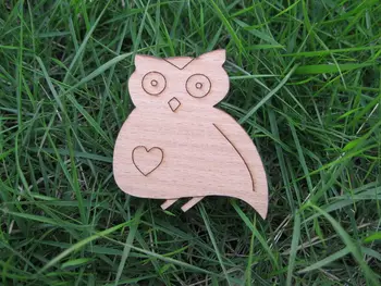 veľké oko sova so srdcom logo dreva brošne pin Obrázok