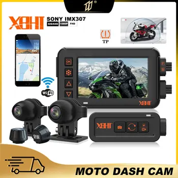 Motocyklové Jazdy Záznamník GPS Motocykel videorekordér Zozadu Jazdy Monitoring WiFi Nočné Videnie Dual 1080P Nepremokavé Obrázok
