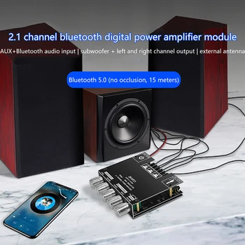 1Pc ZK-MT21 2x50W+100W 2.1 Kanálový Bluetooth 5.0 Subwoofer, Digitálny Zosilňovač Rada AUX 12V 24V Audio Stereo pre Domáce Obrázok