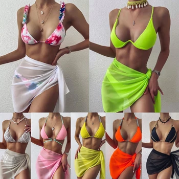 2023 Nové Šifón Bikini Cover-up pre Ženy Plavky Zábal Šatku Plaviek Letné Plážové Sukne Bikini zakryť Plážové Šaty Obrázok