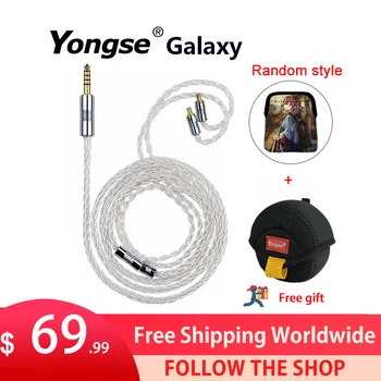 Yongse Galaxy Mincový Striebro 8 Core 2.5/4.4 mm/0.78 2PIN Vyvážené mmcx Slúchadlá Upgrade Kábel Pre ime HOĽA Nula Zimné Aria LAN Obrázok