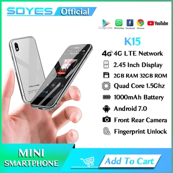 K15 Super Mini 4G LTE Smartphone Android 7.0 2GB RAM, 32GB ROM 2.45