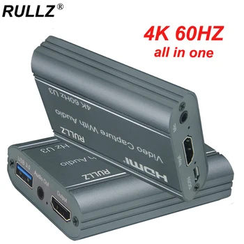 4K 60HZ Slučky USB 3.0 Mikrofón Audio Video Capture Karty 1080P 60fps HDMI Video Grabber pre PS4 Hry HD Kamery Nahrávanie Live Streaming Obrázok
